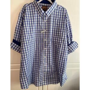 Johnny Bigg‎ Blue White Plaid Dress Shirt Mens 3XL USA 5XL AU NWT